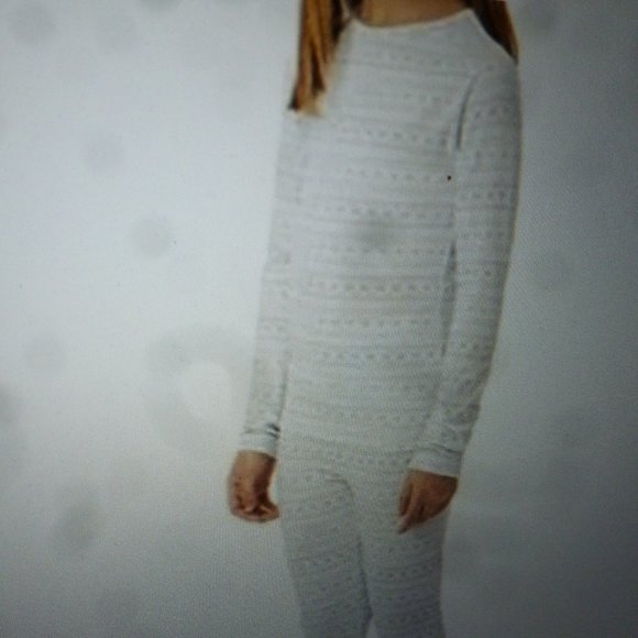 32 DEGREES Teen's Heat Base Layer Set White Snowflake Pijama Sz XL( kids) - Picture 2 of 8